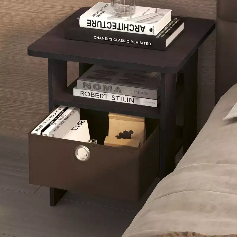 HOMLUX 1 comodino moderno con cassetto rimovibile e ripiano aperto