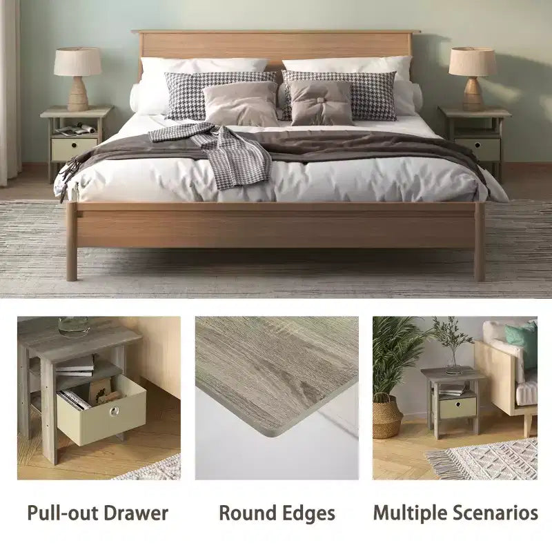 HOMLUX 1 comodino moderno con cassetto rimovibile e ripiano aperto