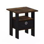 HOMLUX 1PC Modern Bedside End Table Nightstand with Removable Drawer & Open Shelf