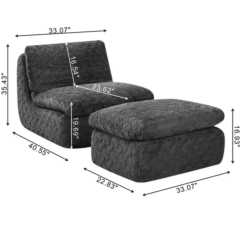 Poltrona divano girevole Whisen a compressione totale con pouf