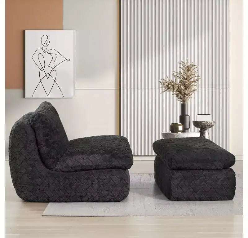 Poltrona divano girevole Whisen a compressione totale con pouf