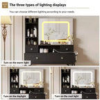 Toeletta a specchio con illuminazione regolabile su tre livelli moderna con quattro cassetti