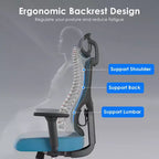 Sedia da ufficio ergonomica Okak, sedia da scrivania in rete con poggiatesta, supporto lombare e braccioli regolabili, sedia da gaming con schienale alto per ufficio e casa