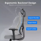 Sedia da ufficio ergonomica Okak, sedia da scrivania in rete con poggiatesta, supporto lombare e braccioli regolabili, sedia da gaming con schienale alto per ufficio e casa