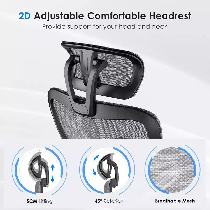 Sedia da ufficio ergonomica Okak, sedia da scrivania in rete con poggiatesta, supporto lombare e braccioli regolabili, sedia da gaming con schienale alto per ufficio e casa