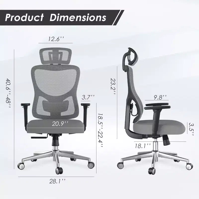 Sedia da ufficio ergonomica Okak, sedia da scrivania in rete con poggiatesta, supporto lombare e braccioli regolabili, sedia da gaming con schienale alto per ufficio e casa