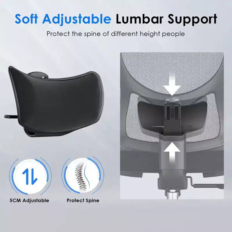 Sedia da ufficio ergonomica Okak, sedia da scrivania in rete con poggiatesta, supporto lombare e braccioli regolabili, sedia da gaming con schienale alto per ufficio e casa