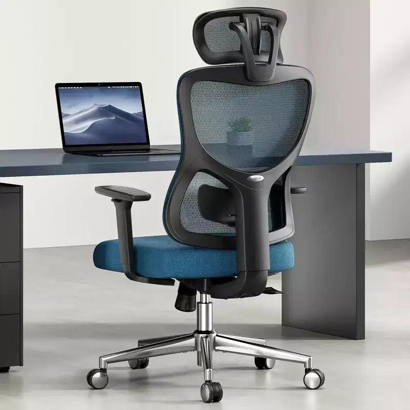 Sedia da ufficio ergonomica Okak, sedia da scrivania in rete con poggiatesta, supporto lombare e braccioli regolabili, sedia da gaming con schienale alto per ufficio e casa
