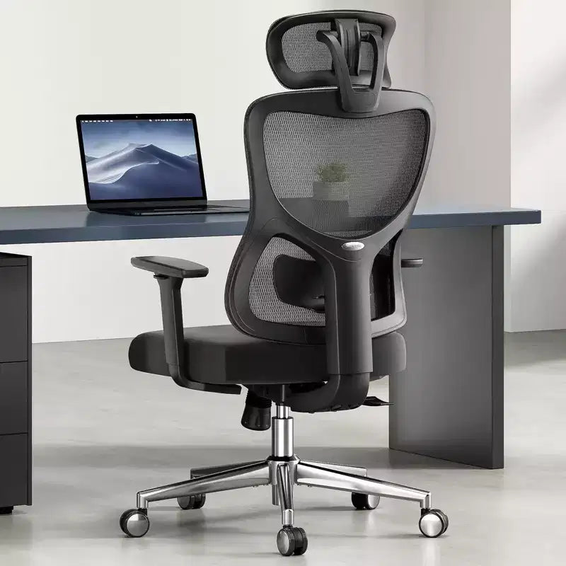 Sedia da ufficio ergonomica Okak, sedia da scrivania in rete con poggiatesta, supporto lombare e braccioli regolabili, sedia da gaming con schienale alto per ufficio e casa
