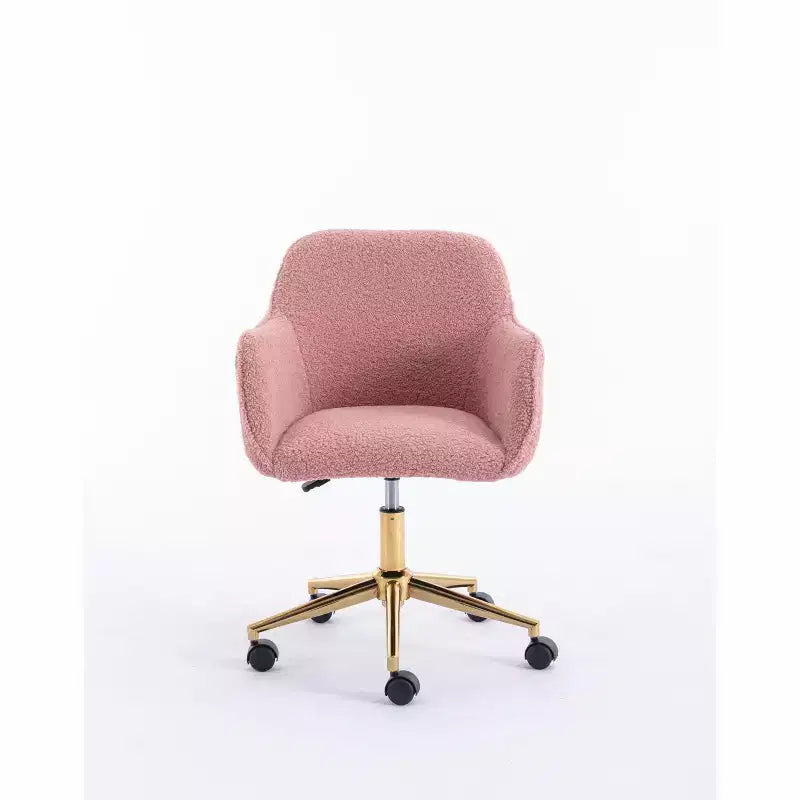 Okak Sedia da Ufficio Teddy con Base in Metallo Dorato, Sedia Girevole Regolabile in Altezza e Ruota Universale, Sedia da Scrivania per Ufficio, Studio