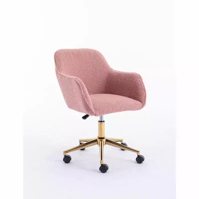 Okak Sedia da Ufficio Teddy con Base in Metallo Dorato, Sedia Girevole Regolabile in Altezza e Ruota Universale, Sedia da Scrivania per Ufficio, Studio