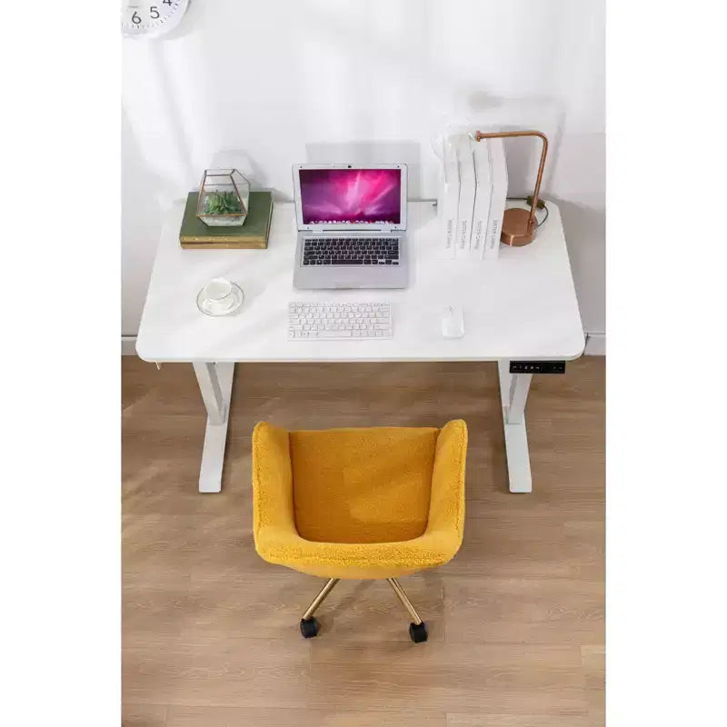 Okak Sedia da Ufficio Teddy con Base in Metallo Dorato, Sedia Girevole Regolabile in Altezza e Ruota Universale, Sedia da Scrivania per Ufficio, Studio