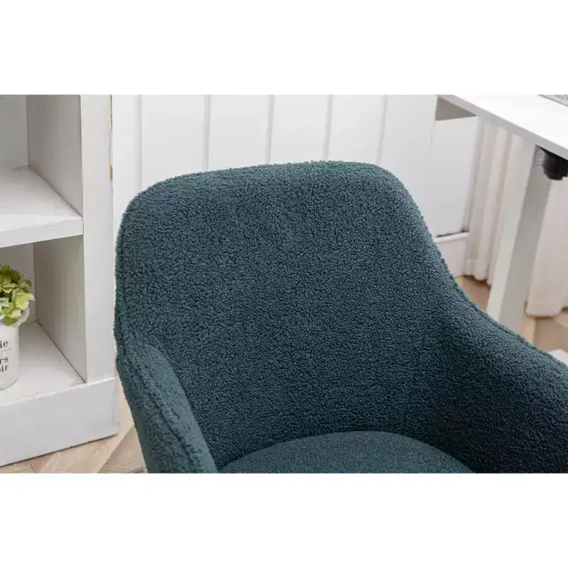 Okak Sedia da Ufficio Teddy con Base in Metallo Dorato, Sedia Girevole Regolabile in Altezza e Ruota Universale, Sedia da Scrivania per Ufficio, Studio