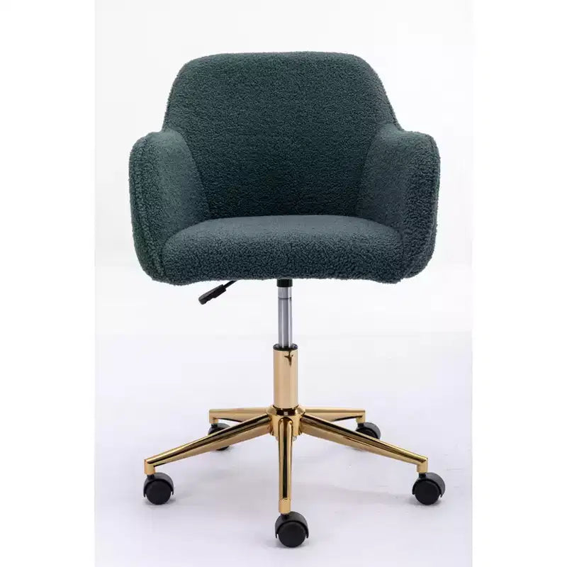 Okak Sedia da Ufficio Teddy con Base in Metallo Dorato, Sedia Girevole Regolabile in Altezza e Ruota Universale, Sedia da Scrivania per Ufficio, Studio