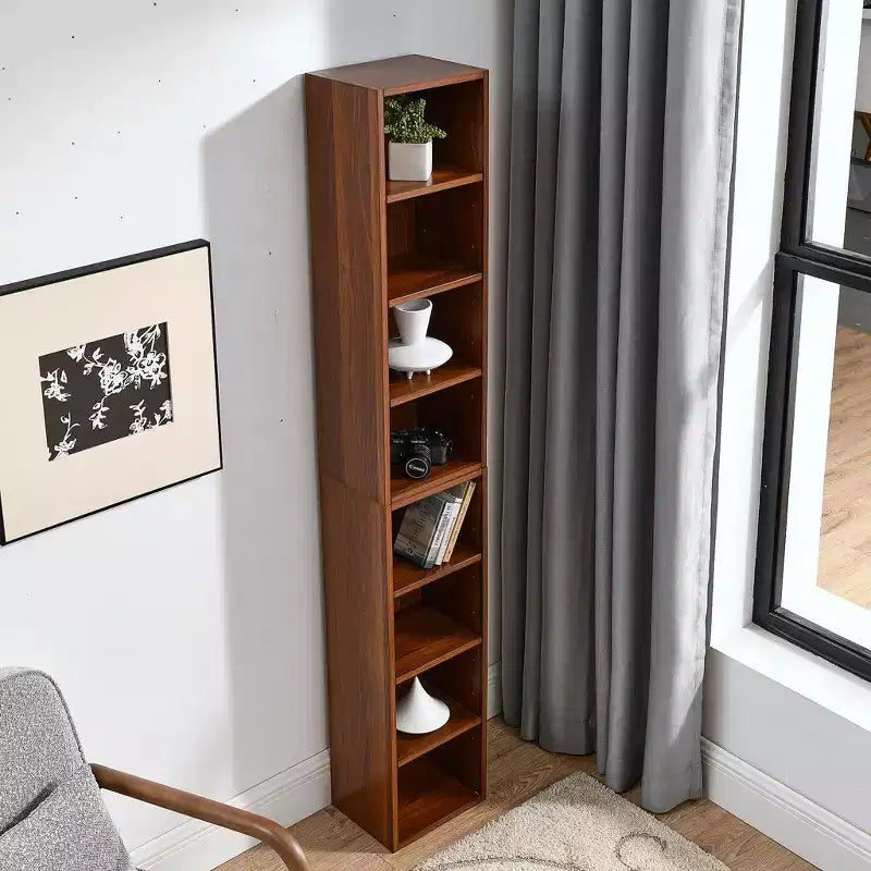 Okak Scaffale Sottile, Scaffali Portaoggetti a 8 Ripiani, Libreria Alta per Libri e CD, Organizzatore per Soggiorno, Corridoio, Ufficio