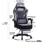 Sedia da gaming Okak High-Back, sedia da ufficio ergonomica con poggiapiedi pieghevole, sedia confortevole regolabile in altezza per studio, sala gaming