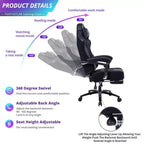 Sedia da gaming Okak High-Back, sedia da ufficio ergonomica con poggiapiedi pieghevole, sedia confortevole regolabile in altezza per studio, sala gaming
