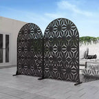 MAYEERTY Schermi per la privacy a stella neri in acciaio zincato con arco per esterni e interni, schermo decorativo divisorio