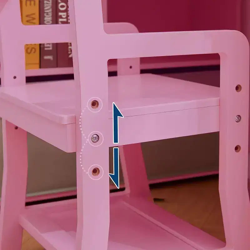 COZONY Set Scrivania e Sedia per Bambini, Scrivania da Studio in Legno con Libreria, Bacheca, Cassetto, Armadietto per Bambini e Bambine, Sedia Regolabile, per Fascia d'età 3-8 Anni