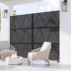 MAYEERTY Schermo decorativo autoportante a forma di V triangolare in acciaio zincato nero per balcone, patio, giardino, divisorio per ambienti