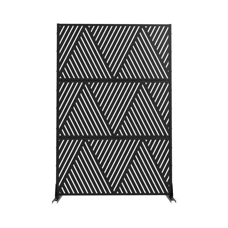MAYEERTY Schermo decorativo autoportante a forma di V triangolare in acciaio zincato nero per balcone, patio, giardino, divisorio per ambienti
