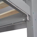 Letto a soppalco da gioco singolo con scrivania e LED, struttura letto a soppalco in legno con ripiani e appendiabiti