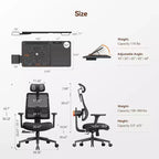 Sedia da ufficio ergonomica Newtral - MAGICH003+LAPD - Nera