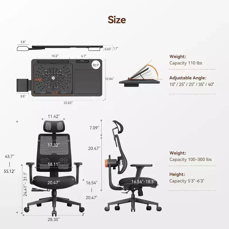 Sedia da ufficio ergonomica Newtral - MAGICH003+LAPD - Nera