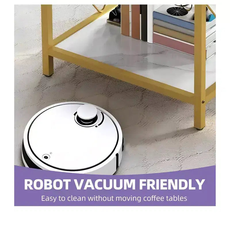 Tavolino da caffè rotondo a 2 ripiani dal design moderno con mensola aperta, in legno, per ufficio e soggiorno