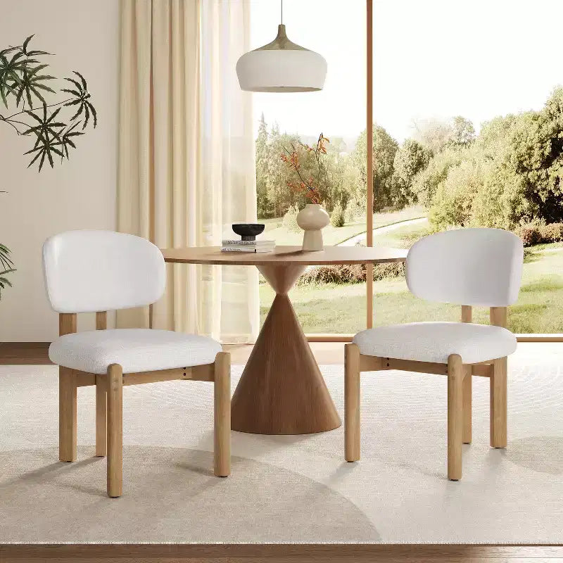 Christopher Knight Home Elias Sedie da Pranzo Scandinave Moderne in Legno di Gomma con Sedile Imbottito