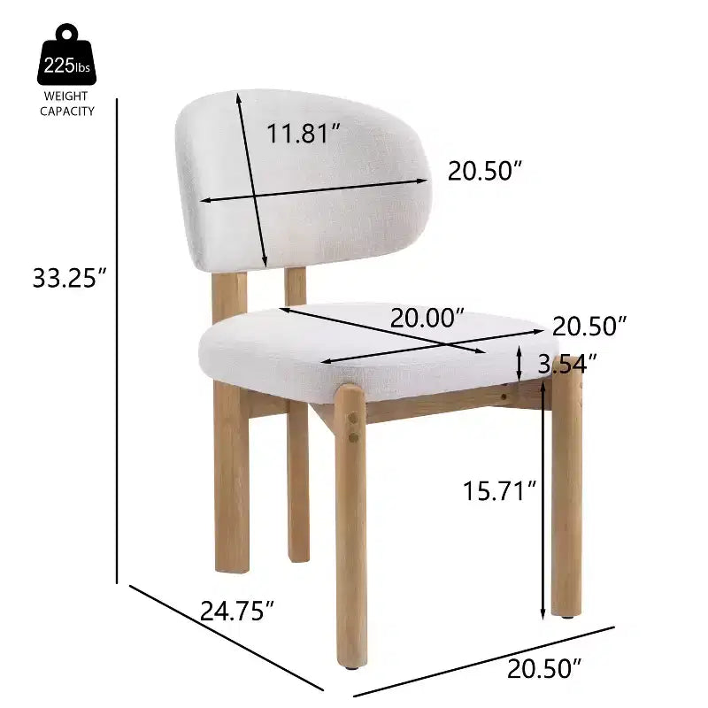 Christopher Knight Home Elias Sedie da Pranzo Scandinave Moderne in Legno di Gomma con Sedile Imbottito