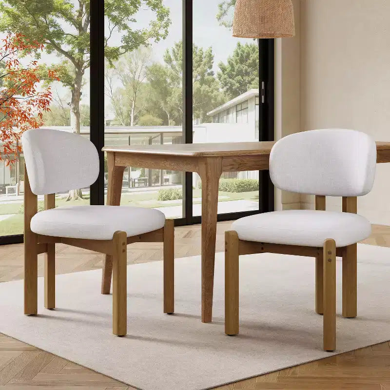 Christopher Knight Home Elias Sedie da Pranzo Scandinave Moderne in Legno di Gomma con Sedile Imbottito