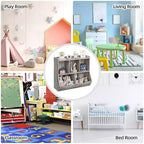 Armadio porta giocattoli per bambini con 3 ripiani aperti e 2 contenitori inclinabili per libri e giocattoli, design antiribaltamento, mobiletto in legno resistente per cameretta e sala giochi