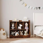 Armadio porta giocattoli per bambini con 3 ripiani aperti e 2 contenitori inclinabili per libri e giocattoli, design antiribaltamento, mobiletto in legno resistente per cameretta e sala giochi