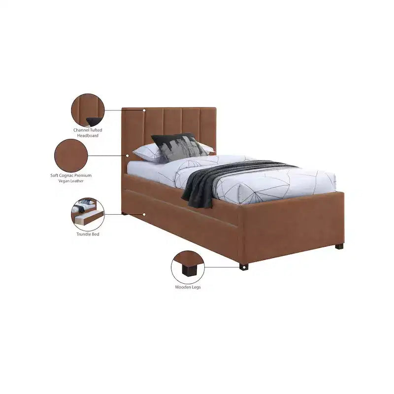 Meridian Furniture, Letto a rotelle singolo Hudson in pelle vegana
