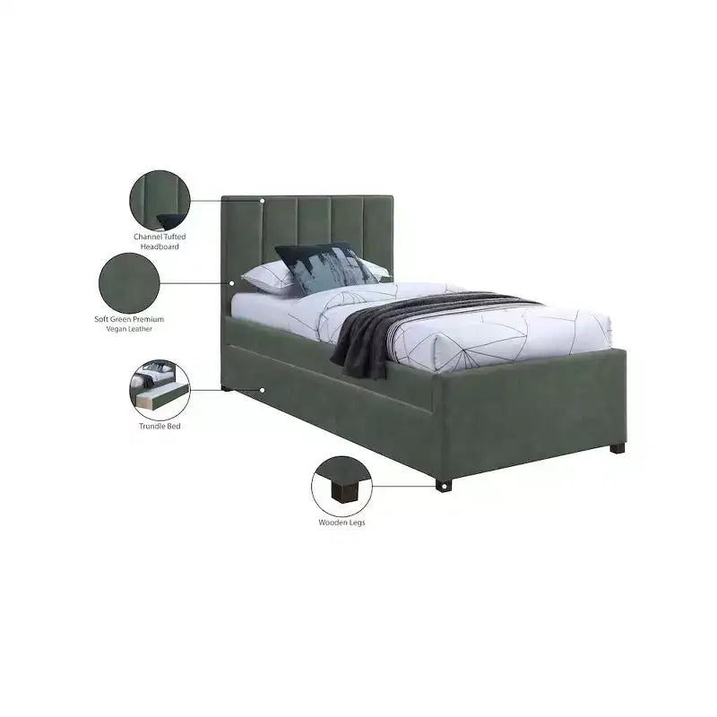 Meridian Furniture, Letto a rotelle singolo Hudson in pelle vegana