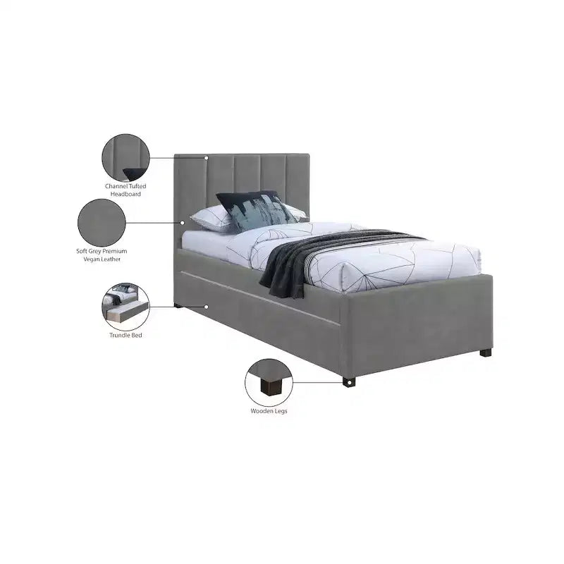 Meridian Furniture, Letto a rotelle singolo Hudson in pelle vegana