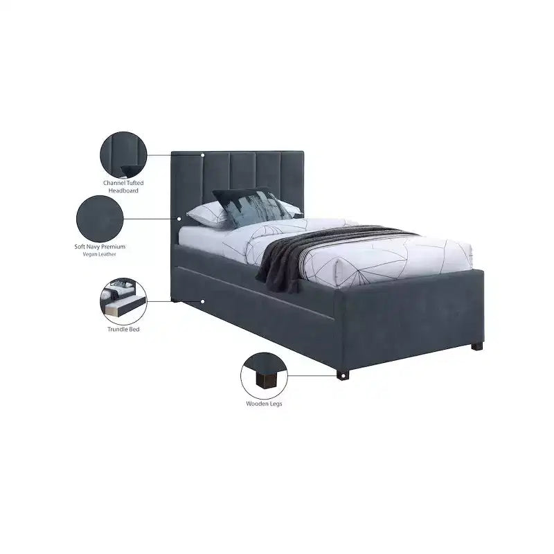 Meridian Furniture, Letto a rotelle singolo Hudson in pelle vegana
