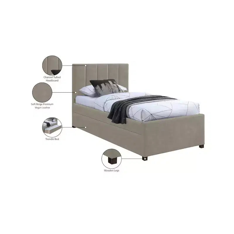 Meridian Furniture, Letto a rotelle singolo Hudson in pelle vegana