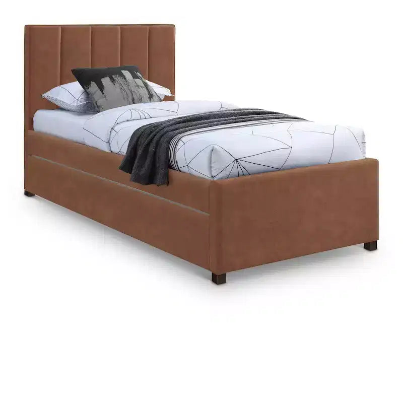 Meridian Furniture, Letto a rotelle singolo Hudson in pelle vegana