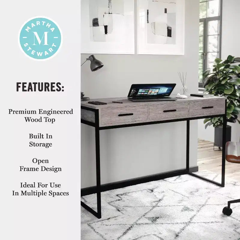 Scrivania Martha Stewart Ollie per ufficio con 3 cassetti