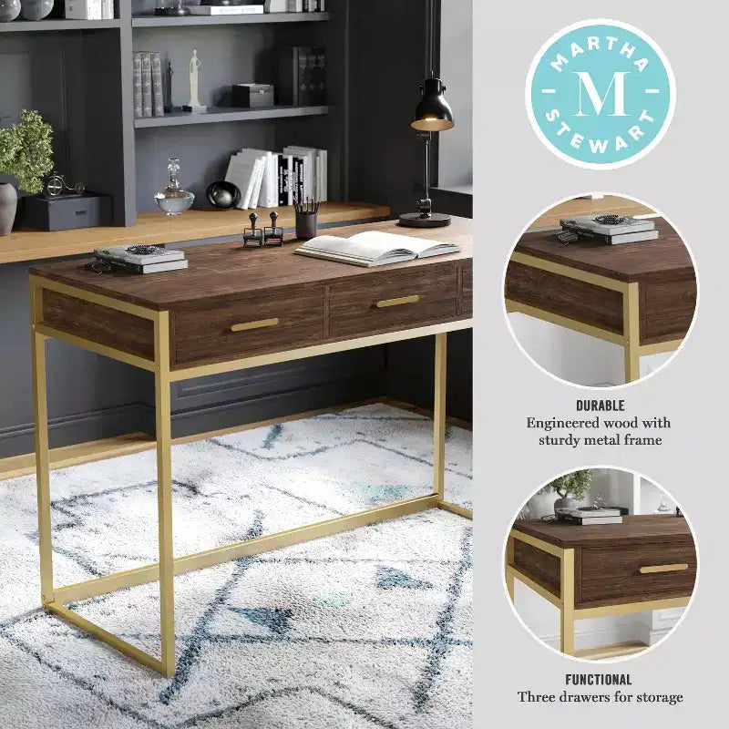 Scrivania Martha Stewart Ollie per ufficio con 3 cassetti