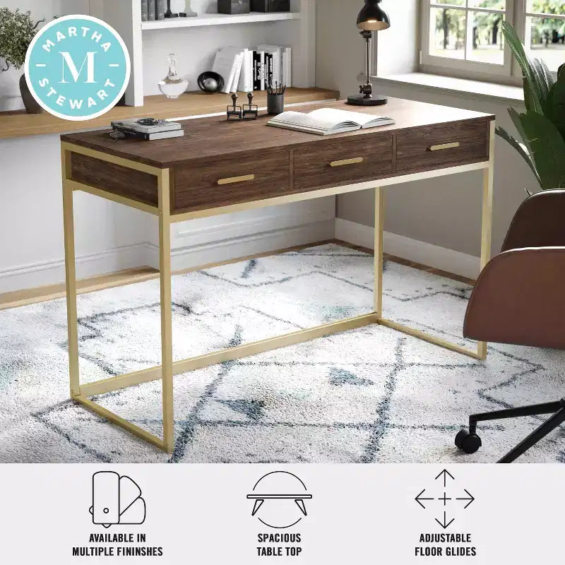 Scrivania Martha Stewart Ollie per ufficio con 3 cassetti