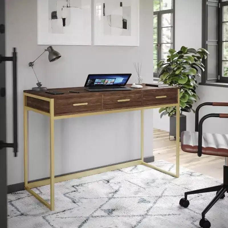 Scrivania Martha Stewart Ollie per ufficio con 3 cassetti