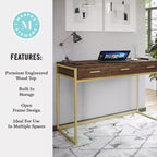 Scrivania Martha Stewart Ollie per ufficio con 3 cassetti