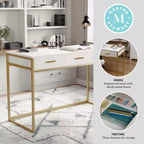 Scrivania Martha Stewart Ollie per ufficio con 3 cassetti
