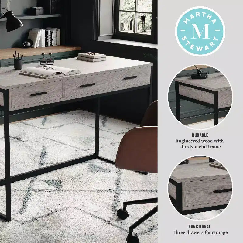 Scrivania Martha Stewart Ollie per ufficio con 3 cassetti