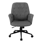 Sedia da scrivania moderna Okak per ufficio domestico, sedia da trucco imbottita capitonné con braccioli e ruote, sedia girevole a 360° per sala lettura, studio, grigio