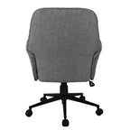 Sedia da scrivania moderna Okak per ufficio domestico, sedia da trucco imbottita capitonné con braccioli e ruote, sedia girevole a 360° per sala lettura, studio, grigio
