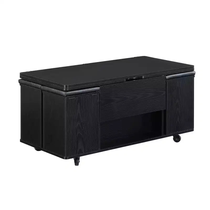 Tavolino da caffè multi-funzione moderno Zeus & Ruta con piano sollevabile, contenitore nascosto, 4 sgabelli e rotelle, perfetto per soggiorni moderni
